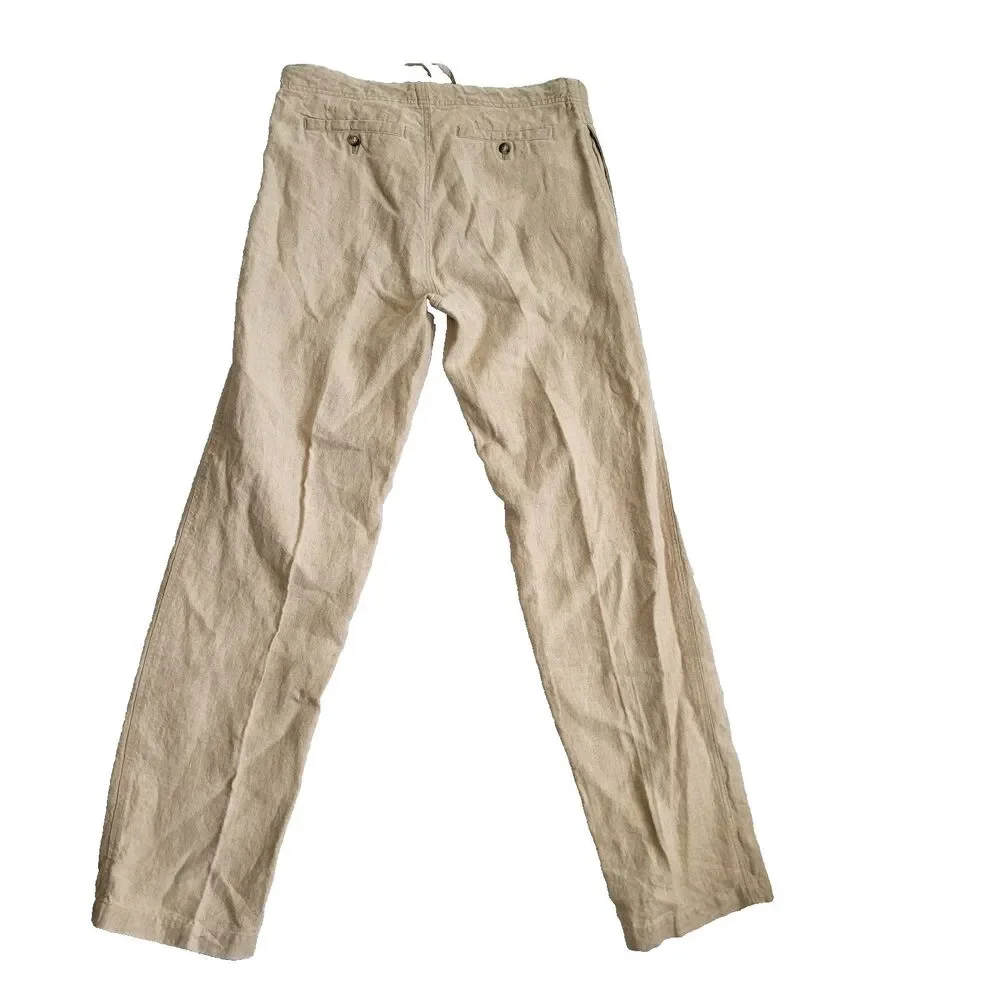 Quickreflex Linen Loose Fit Drawstring Waist Pants Medium Khaki 34X34 Light Weig